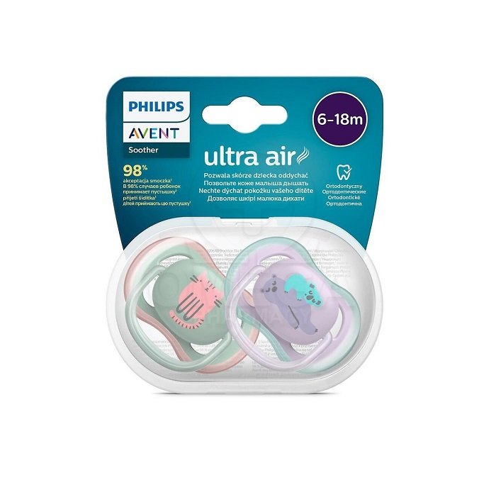 PHILIPS-AVENT-Ultra-Air-6-18m-Πιπίλα-Σιλικόνης-Γάτα-&-Κοάλα_2τεμ-olgaspharmacy