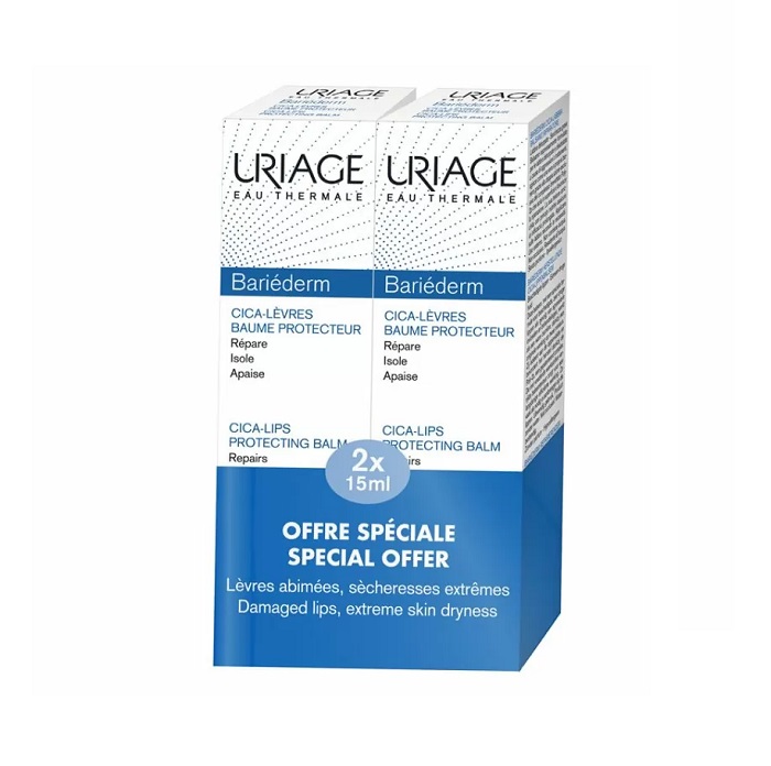 3661434007736-Uriage-Promo-Bariederm-Cica-Lips-Επανορθωτικό-&-Ενυδατικό-Βάλσαμο-για-Ξηρά-&-Σκασμένα-Χείλη-2x15ml-olgaspharmacy