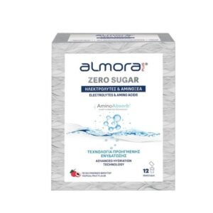 Almora Zero Plus Sugar Amino Absorb, Ηλεκτρολύτες με Αμινοξέα για Προηγμένη Ενυδάτωση Χωρίς Ζάχαρη - 12 φακελίσκοι