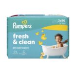 Pampers Fresh & Clean Wet Wipes, Μωρομάντηλα - 160 Τεμάχια (2x80 Τεμάχια)